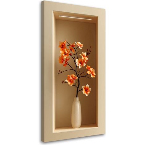 Wandbild Pflanzenblumen in einer Vase in einer Vertiefung 40x80 cm (1/5)