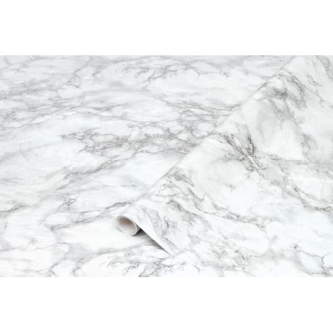 papier adhésif pour meuble effet marbre Cortes Argent - film autocollant décoratif rouleau vinyle - pour cuisine, porte, table - décoration revêtement peint stickers collant - 45 cm x 2 m (1/5)