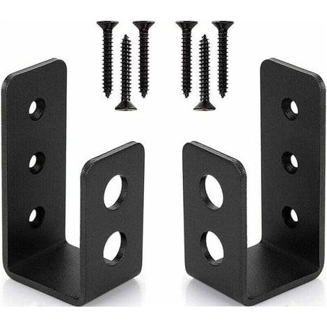 Lot de 2 supports de porte en acier robuste pour porte de 2 x 4, barre de scurit en forme de U (1/4)