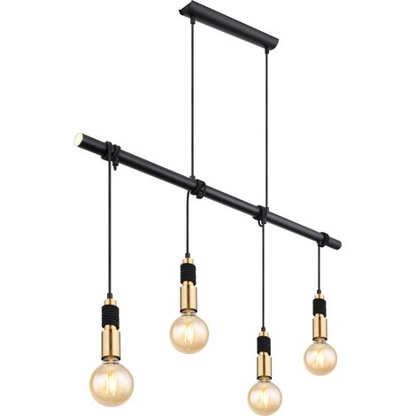 Globo Alexius Plafonnier suspendu de bar noir mat 4x E27