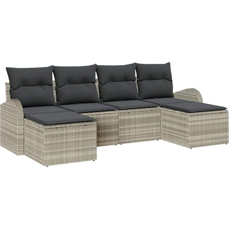 Maison Exclusive - Set Divano da Giardino 6 pz Grigio chiaro (1/5)