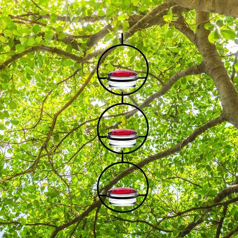 Mangeoire pour Oiseaux • Mangeoire Circulaire Suspension Hummingbird • Plastique Rouge • Facile à Utiliser et à Nettoyer • 3 Pièces (1/5)
