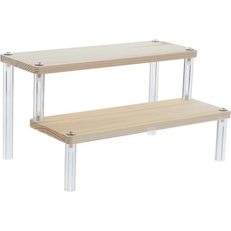 Présentoir à bijoux et cosmétiques à plusieurs niveaux, en acrylique, design beige, adapté aux coiffeuses, ensemble de 3 pièces. (1/5)