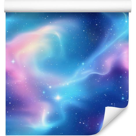 Carta da parati acquerello galassia blu, azzurro e lavanda 50x1000 cm (1/5)