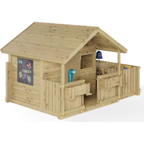 Funni Aire de Jeux Enfant Extérieure – Bois Traité – Tour de Jeux Jardin – Jusqu’à 9 Enfants – EN 71 (1/5)