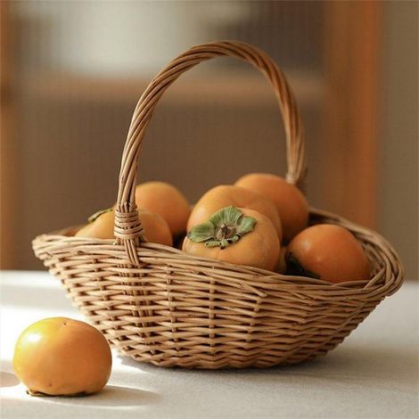 Panier En Osier - 27 x 24 x 24 cm - Pour Shopping Pique-Nique Décoration Intérieure Extérieure - 1 Pièce (1/5)