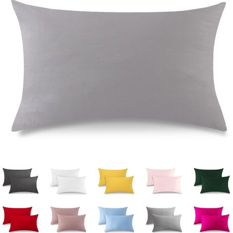 Set of 2 Taie Oreiller 40x80 cm, 100% Coton, Taie d'oreiller avec Fermeture éclair Très Douce, Convient Aux Personnes Souffrant D'allergies, Gris Clair (1/5)