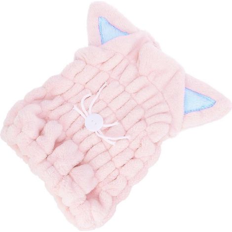 Serviettes de séchage pour cheveux à oreilles de chat, absorption d'eau, séchage rapide, cheveux épais (rose) (1/5)