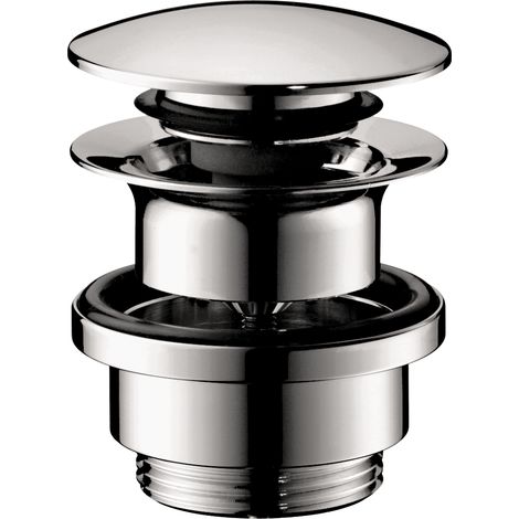 Hansgrohe – Bonde vidage Push-open chromé – Ouverture par pression – Pour lavabo avec trop-plein – Raccord 1 ¼" en laiton