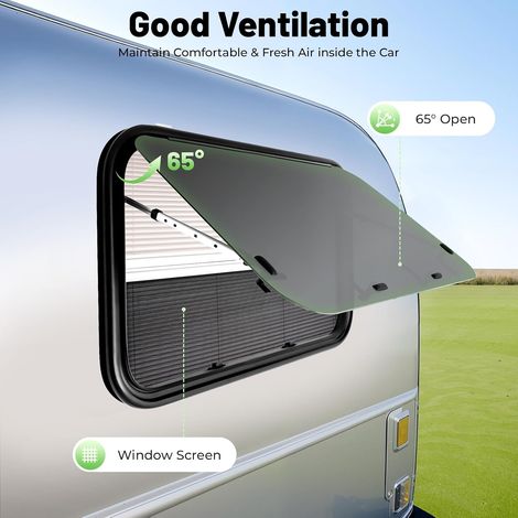 Fenêtre basculante 900 x 550 mm pour caravane, camping-car, avec store à 65°, avec moustiquaire pour camping-car, fenêtre latérale externe pour caravane, van
