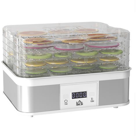 HOMCOM 5 Tier Food Dehydrator, 245W for Drying Fruit, Meat, Vegetable White