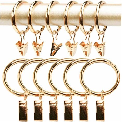 20 Stück Metall-Gardinenringe, Gardinenclips, Allzweck-Gardinenhaken für Gardinen und Gardinenstangen für Gardinenfotos und Dekoration, 3,5 mm × 35 mm (Goldfarben) (1/5)