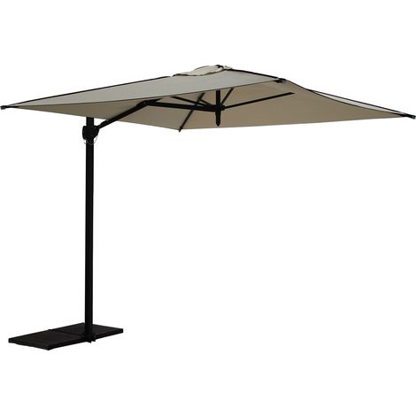 Ombrellone da Giardino Decentrato 3x2m Palo in Alluminio Tessuto Dralon Acrilico Border Ecru (1/4)