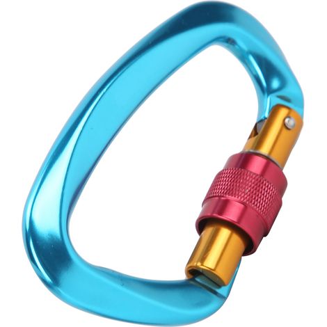 Bergsteiger-D-Karabiner mit Verriegelungsclips, robuste Ausführung aus Aluminiumlegierung, blau (1/5)