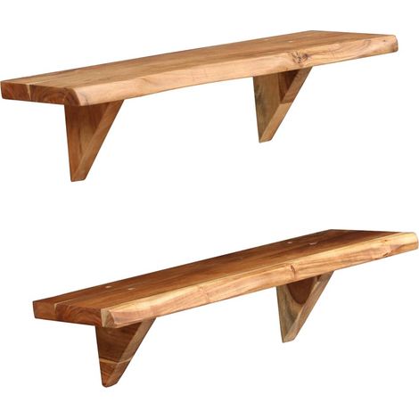Étagères murales 2 pcs 60x20x16 Bois d'acacia massif (1/5)