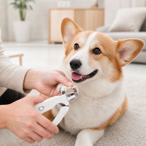 Coupe-ongles blanc pour animaux de compagnie avec lampe LED, lime et coupe-ongles rechargeable pour chiens, coupe-ongles 2 en 1 pour chats et chiens (1/5)