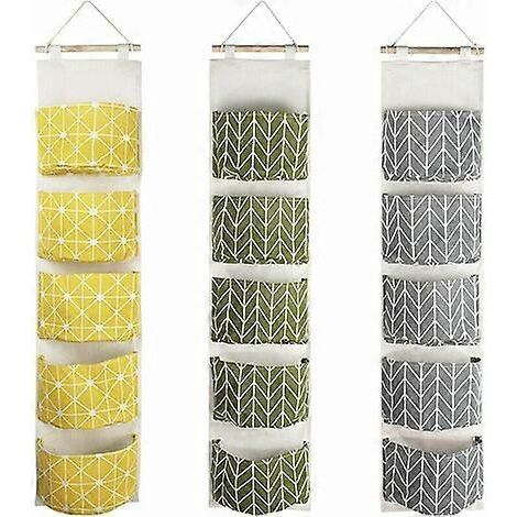 Ensemble de 3 sacs suspendus à 5 poches, panier de rangement mural en tissu Modasom, sac organisateur, compatible avec... (1/5)