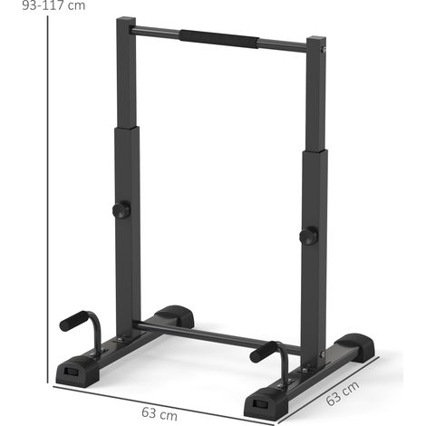 Stazione dip regolabile 63x63x117 cm in acciaio nero con maniglie push-up – MEUBLIV (1/5)