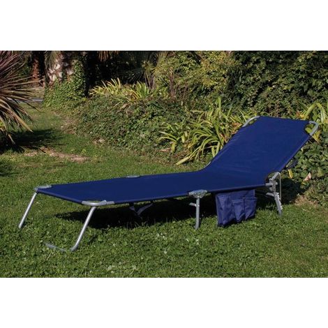 Lettino da Mare In Acciaio Reclinabile Con Tasca Porta Oggetti Blu Papillon (1/2)