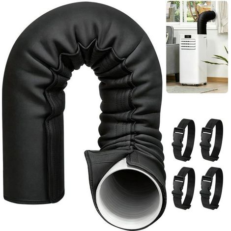 Gaine isolante climatisation – – Isolation thermique 3 couches – Pour tuyau évacuation 12,5-15 cm – Noir (1/5)