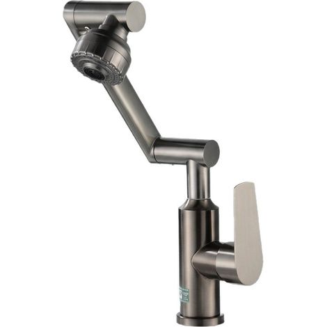 360° drehbarer, ausziehbarer Küchenarmatur ° Inox, Universeller Klappbarer Mischer für Waschbecken im Badezimmer, Einstellbarer Anti-Spritz-Strahler-Jet-Alovez-WCY (1/4)