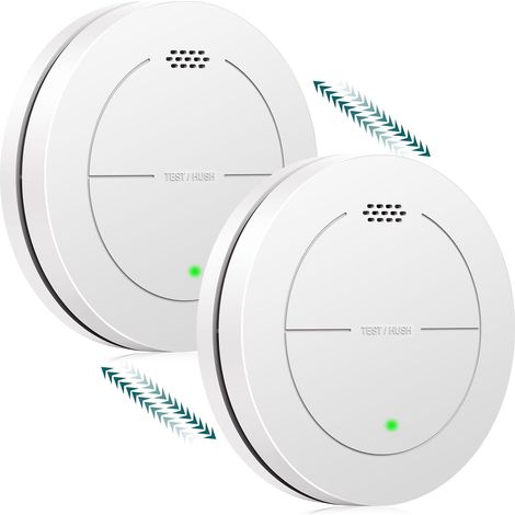 Détecteur de fumée interconnecté, détecteur d'incendie avec batterie de 10 ans, détecteur de fumée avec alarme sonore de 85 dB, fonction silencieuse. SL-S15R, 2 pièces (1/5)