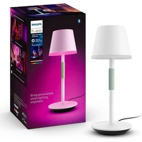 Philips White and Color Ambiance, lampe a poser portable Hue Belle, compatible Bluetooth, blanche