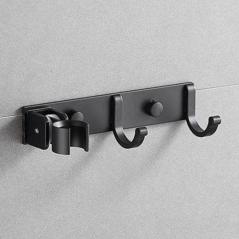 noir-support De Douche  Main Rglable Universel Avec Crochet, Support Douchette Alliage D'aluminium Mural, 18-21mm Auto-adhesif Porte Pomme De Douc (1/5)