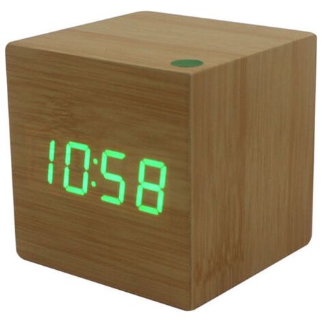 Réveil LED en bois avec affichage numérique électronique pour l'heure horloge muette cube alarme en bois pour chambre à coucher avec LED (1/5)