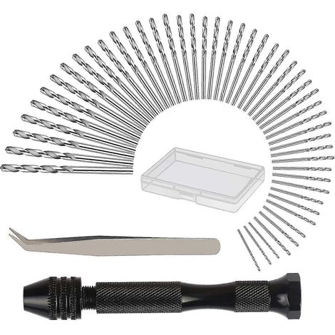 Perceuses à main avec 48 mini forets à tête fraisée torsadée (0,6-3 mm) pour le bricolage (1/5)