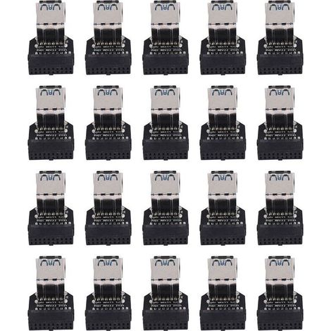 Adaptateur convertisseur 20x20 broches vers double USB 3.0 pour cartes mères de bureau, connecteur 19/20 broches vers deux ports USB Type-A femelles, PH21 (1/5)