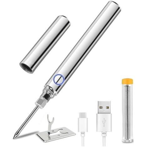 Fer a Souder Etain Sans Fil, Kit de Soudure 15W Temperature Réglable 200°C-450°C, Rechargeable USB, pour Réparation Soudage Brasage (1/5)