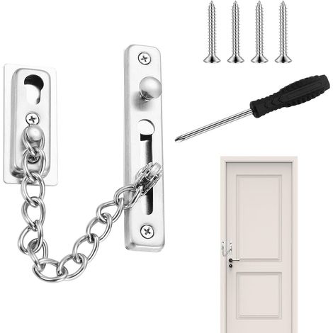 1 - Chaîne De Sécurité - Serrure De Porte - Acier Inoxydable 304 - Protection Anti-effraction Et Limitation D&39ouverture - Pour Maison Hôtel Appartement - Argent - 18cm
