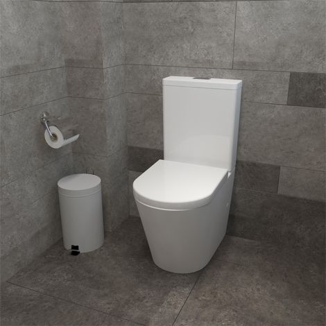 AICA Bathroom Rimless Close Coupled Toilet Modern Pan Cistern Soft Close Seat (1/5)