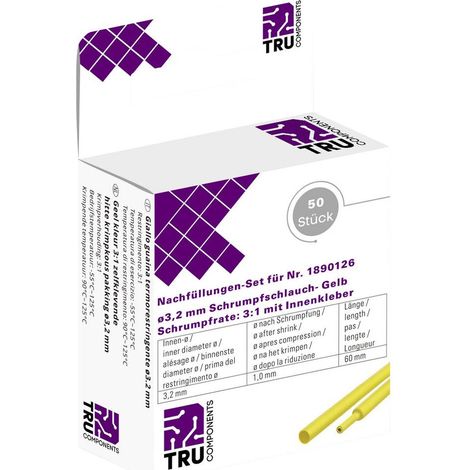 TRU COMPONENTS T1807CA007C Termoretraibile con colla Giallo 3.20 mm 1 mm Restringimento:2:1 50 pz. (1/3)