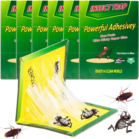 6 Pièces Piège Cafard,Adhésifs pour Cafards,Planches Adhésives Multi-Usage pour Insectes,Parasites Puissants Pièges à Insectes Collants pour Jardin Maison Cuisine Salle de Bain Anti Cafards (1/5)