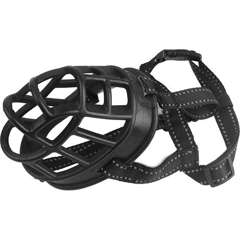 Muselière réfléchissante réglable en silicone souple pour chiens de taille moyenne et grande (1/5)