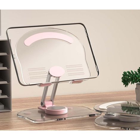 Support pour tablette rotatif à 360°, pliable multi-angles, base en silicone antidérapante, rose,pour le travail de bureau