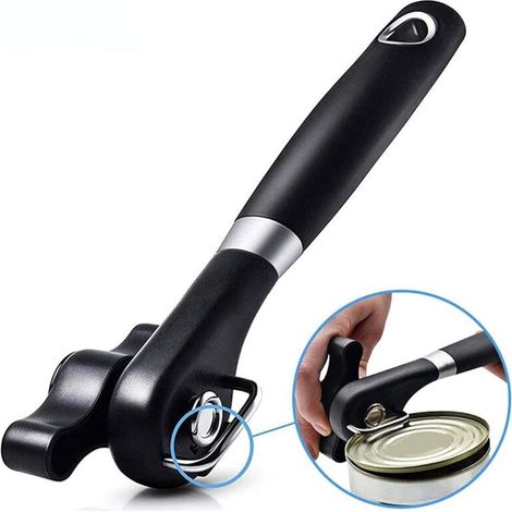 Ouvre-boîte manuel à bords lisses, sans arêtes vives, avec poignées souples, en acier inoxydable de qualité alimentaire, ouvre-boîte ergonomique professionnel pour la cuisine (1/4)