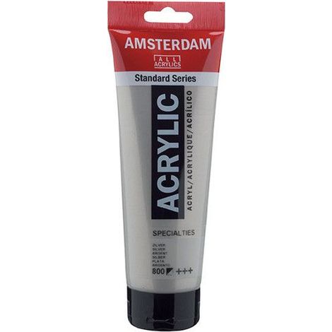 Peinture Acrylique en tube - Argent - 800 - Amsterdam - 250ml (1/2)