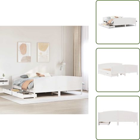 Letto in legno massello - vidaXL Letto senza Materasso Bianco 180x200 cm Legno Massello di Pino - Letto con base a doghe