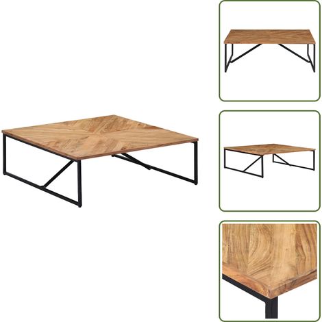 The Living Store Table basse 110x110x36 cm Bois d'acacia solide - Table d'appoint bois (1/5)