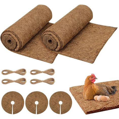 2 Rolls 30 x 100 cm Roll of Coconut Liner, 3 Coconut Discs Natural Winter Protection Coconut Fibre Mulching Mat for Plants for Reptiles Lizard Turtles (1/5)