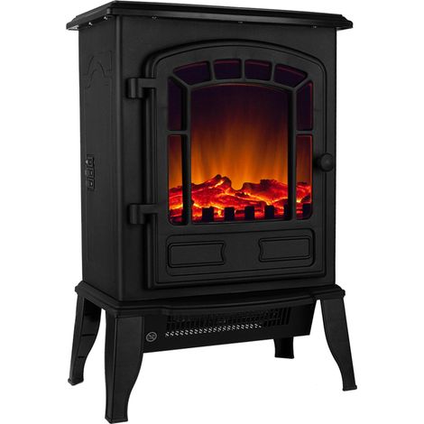 DEUBA® Electric Heater with Fan LED Flame Effect 2 Heat Settings 1000W/2000W Electric Fireplace Overheat Protection Compact Design Black (1/5)