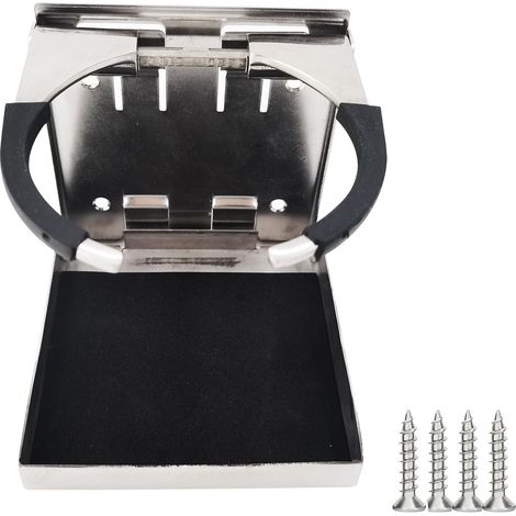 Collapsible stainless steel cup holder, base for teacups and other drinks, high-gloss polished, boat accessories, accessories for motorhomes, yachts and speedboats, large version.