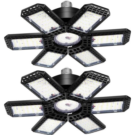 LED Garage Light 2 Pack , 45W 4500LM LED Shop Lights, LED Garage Ceiling Lights with 6+1 Adjustable Panels for Basement, Barn, Warehouse, Attic, Garage Lighting Support E26/E27 Socket (1/4)