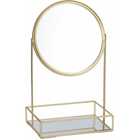 Soporte para joyas con espejo dorado