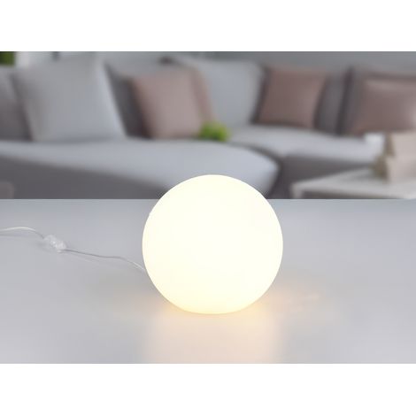 Kleine Glas Kugel Tischlampe PINGPONG Weiß Ø 20cm (1/5)