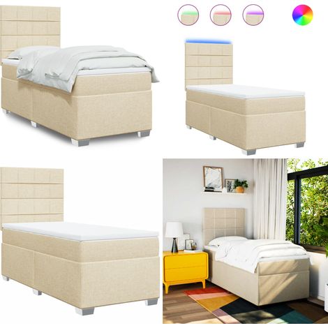 Boxspringbett mit Matratze Creme 100x200 cm Stoff - Boxspringbett - Doppelbett - Cremefarbenes Schlafzimmer - Bettenrahmen Mit Kopfteil - Matratze Mit Taschenfederkern - Home & Living (1/5)