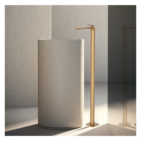 Mitigeur lavabo monocolonne avec vidage Up & Down Or Brossé FOIL - CRISTINA ONDYNA FL29096P (1/2)